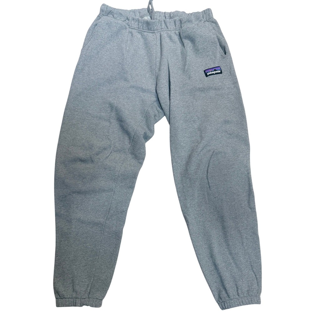 Patagonia Gray P-6 Logo Fleece Jogger Sweatpants Drawstring Waist